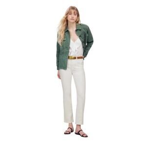 Madewell White Kick Flare Crop Jeans Size 24 Mid Rise Stretch Denim NWT